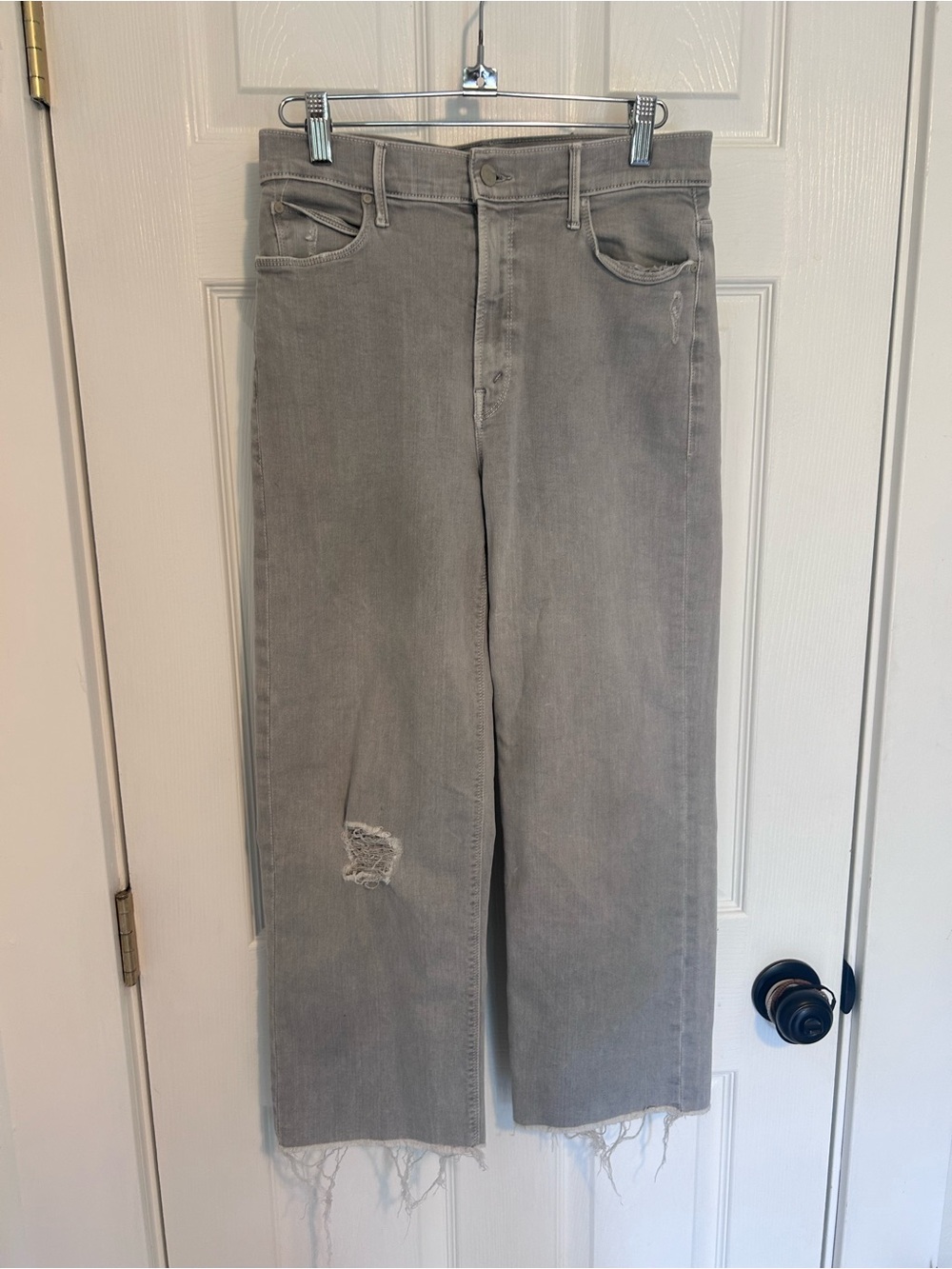 MOTHER “The Maverick Fray” Light Gray Denim Jeans